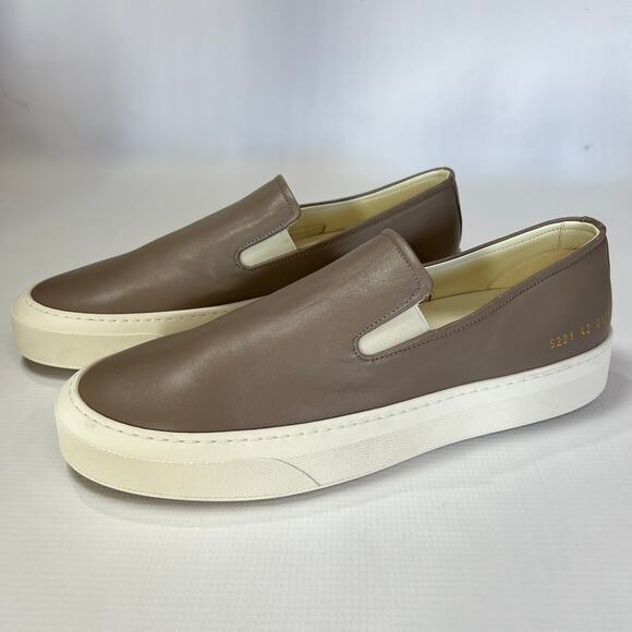 Common Projects Slip-On Leather Sneakers EU 42 US 9 Taupe Brown Italy Luxury main image 8